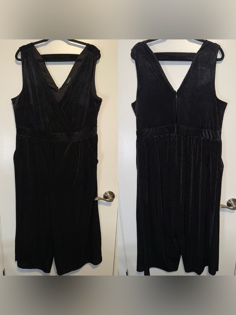 Torrid Black Velvet Pleated V-Neck Jumpsuit